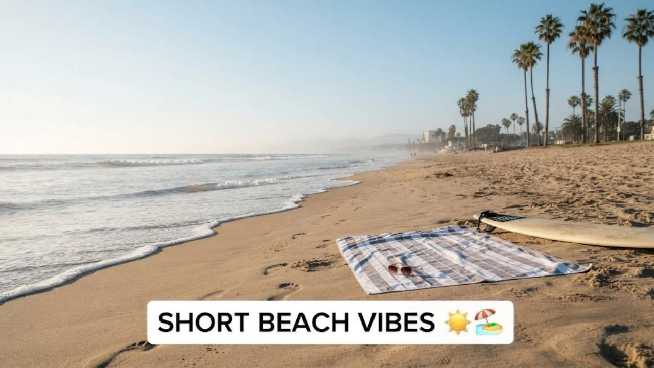 Short & Vibe Santa Monica Beach Captions
