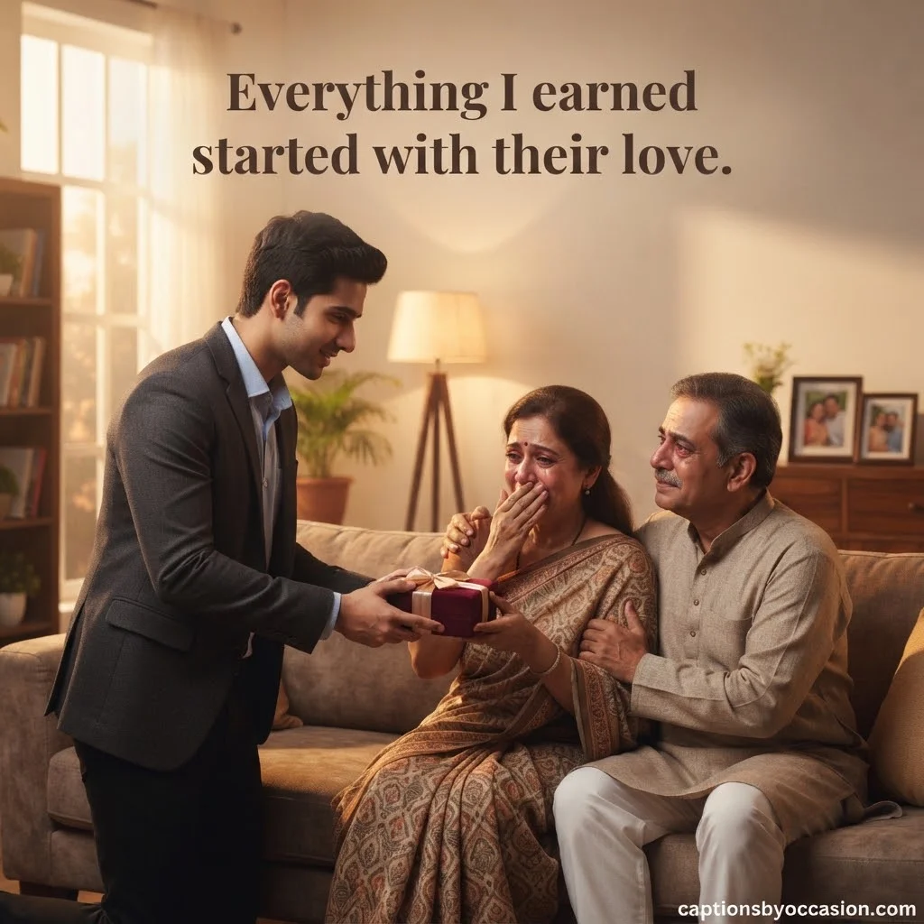 Best First Salary Gift to Parents Captions