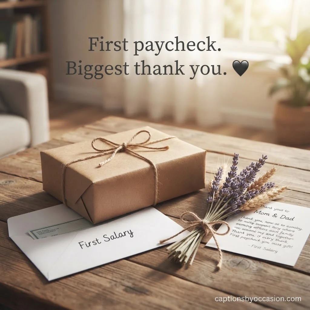 Proud First Salary Captions for Mom and Dad