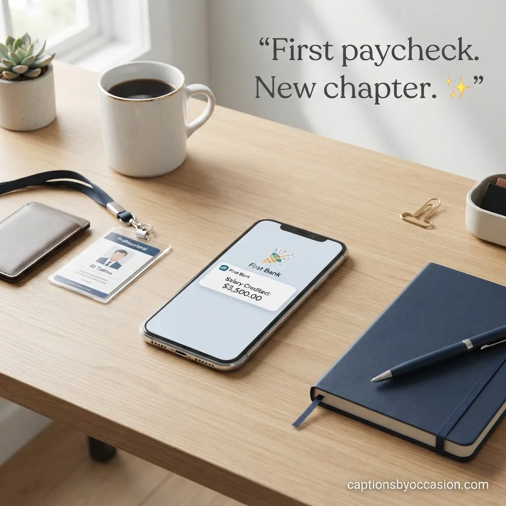 Emotional First Paycheck Captions
