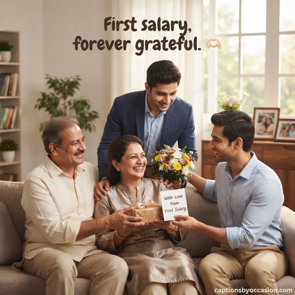 Heartfelt First Paycheck & Parents Appreciation Captions