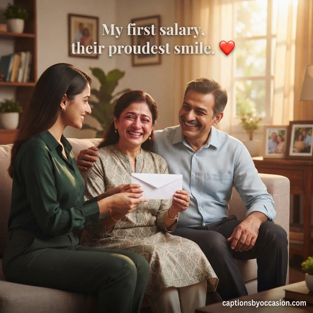 100+ First Salary Gift to Parents Captions: Emotional, Proud & Heartfelt